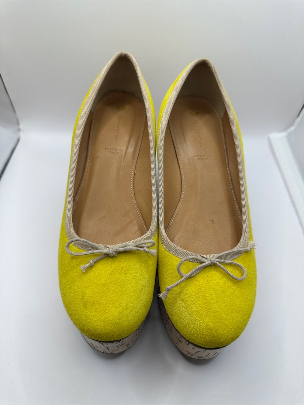 Leifsdottir Bright Yellow Suede Platform Ballet Flats